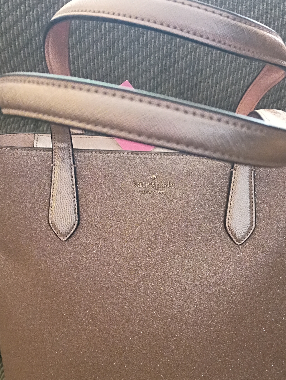 NWT kate spade Metallic Brown Glitter Tote with Structured Handles